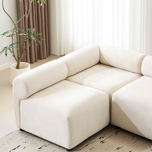 Modular Chenille Sectional Sofa – Modern Curved Upholstered Couch for