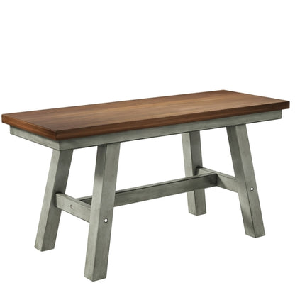 6-Piece Wood Dining Table Set with Long Bench and 4 Dining Chairs,