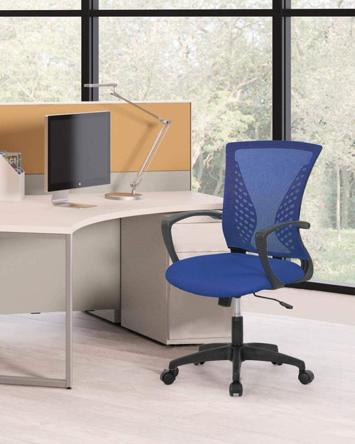 Ergonomic Blue Office Chair With Adjustable Armrests