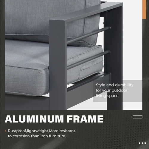 Aluminum Patio Furniture Set Seven Seat Outdoor Conversation Grey