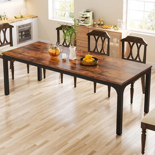 78 Inch Narrow Dining Table For 6 To 8 People Rustic Wood