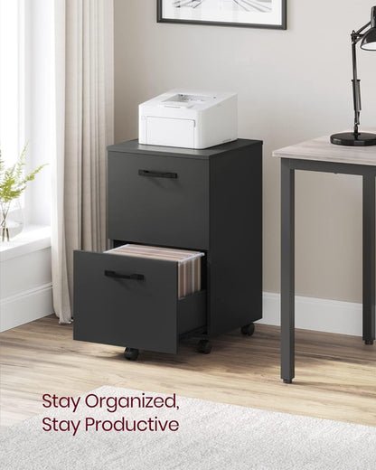 2-Drawer File Cabinet Matte Black For Home Office And Printer Stand