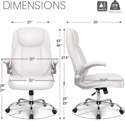 Ergonomic Office Chair PU Leather Executive Chair Padded Flip up