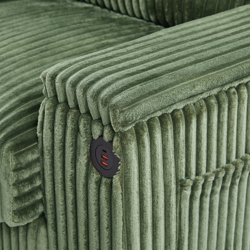 Modern 4-Seater Corduroy Sofa Couch with USB Ports, Hidden Storage and