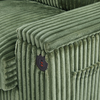 Modern 4-Seater Corduroy Sofa Couch with USB Ports, Hidden Storage and