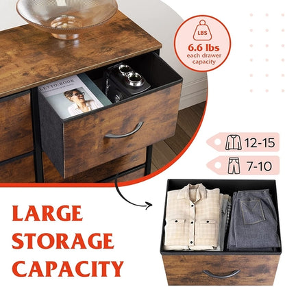 Tall Rustic Brown Dresser With 10 Deep Drawers For Bedroom