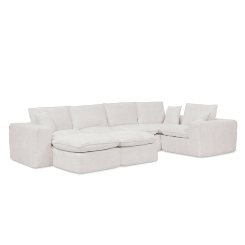 Modern Boucle L-Shaped Sectional Sofa with Two Moveable Ottomans,