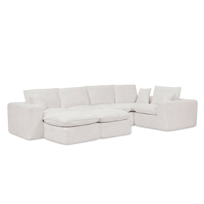 Modern Boucle L-Shaped Sectional Sofa with Two Moveable Ottomans,