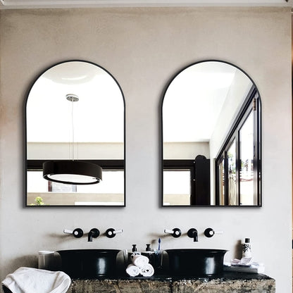 Arched Full Length Wall Mirror 24x36 Matte Black Frame