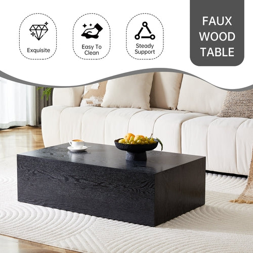 Modern Coffee Table – 39.3" Rectangular Accent Table with Textured