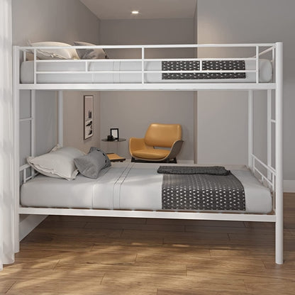 Twin Over Twin Metal Bunk Bed With 2 Ladders White