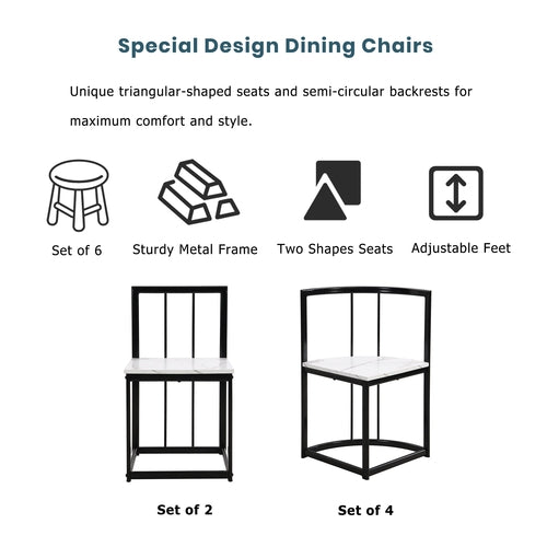 Modern 7-Piece Dining Table Set with Faux Marble Compact 55Inch
