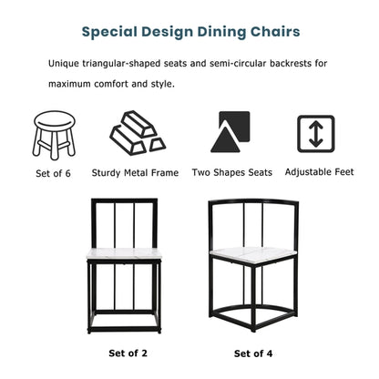 Modern 7-Piece Dining Table Set with Faux Marble Compact 55Inch