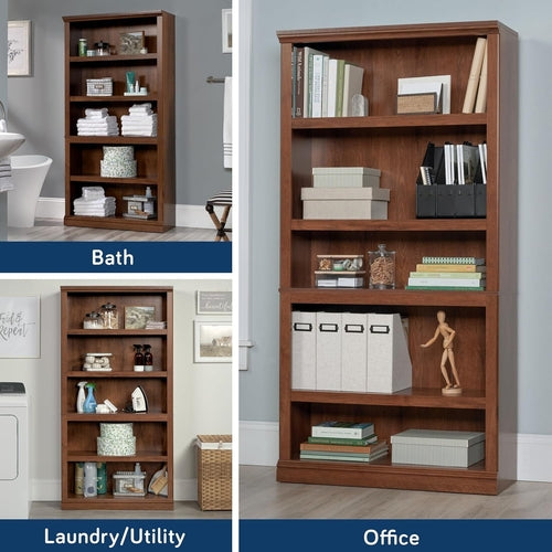 Five Shelf Bookcase In Oiled Oak Finish 35.28 Length 13.23 Width 69.76