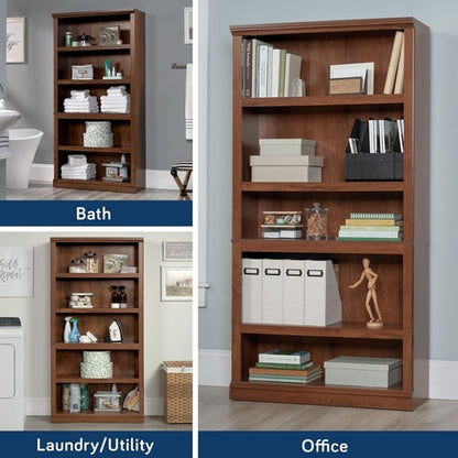 Five Shelf Bookcase In Oiled Oak Finish 35.28 Length 13.23 Width 69.76