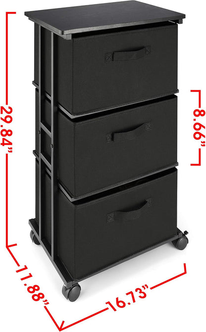Black 3 Drawer Dresser For Bedroom And Hallway Organization