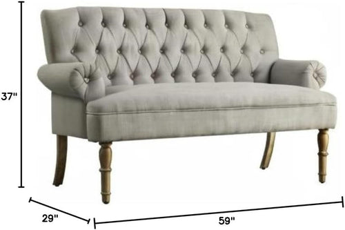 Dove Gray Loveseat Sofa With Button Tufting Sinuous Springs