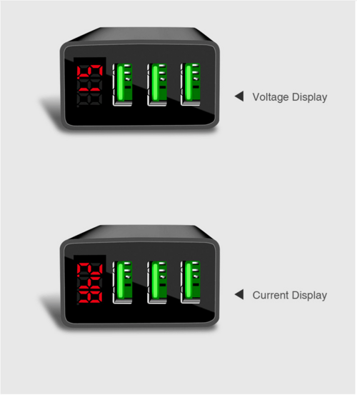 PBG 3 Port Wall Charger with LED Voltage Display Charge 3 Devices at