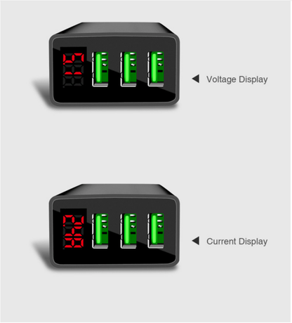 PBG 3 Port Wall Charger with LED Voltage Display Charge 3 Devices at