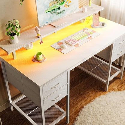 47 Inch Gaming Desk With LED Lights For Home Office