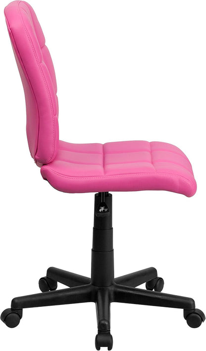 Clayton Pink Quilted Vinyl Mid-Back Swivel Office Chair