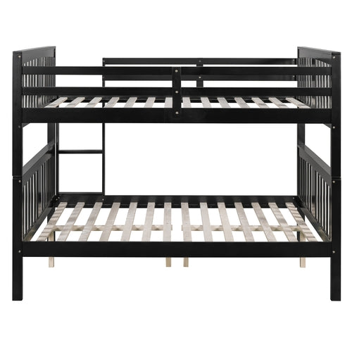 Full over Full Bunk Bed with Ladder for Bedroom, Guest Room Furniture