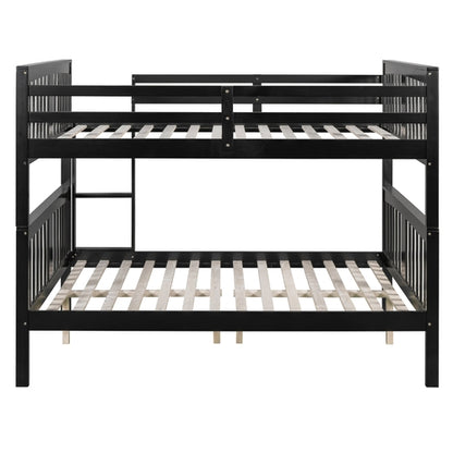 Full over Full Bunk Bed with Ladder for Bedroom, Guest Room Furniture