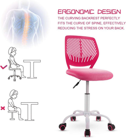 Kids Desk Chair Adjustable Height With Lumbar Support Rose