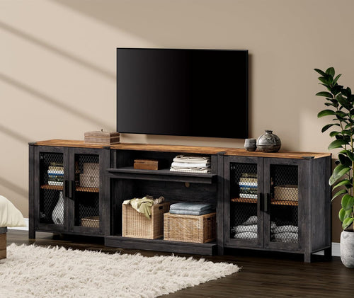 Two In One 100 Inch TV Stand Farmhouse Entertainment Center Dark