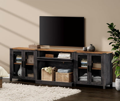 Two In One 100 Inch TV Stand Farmhouse Entertainment Center Dark