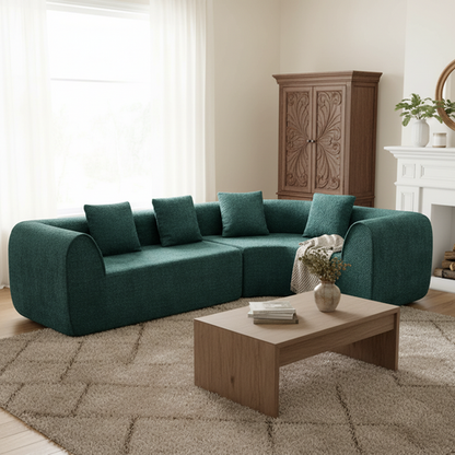 110' Modern Curved L-Shaped Modular Sectional Sofa with High-Density