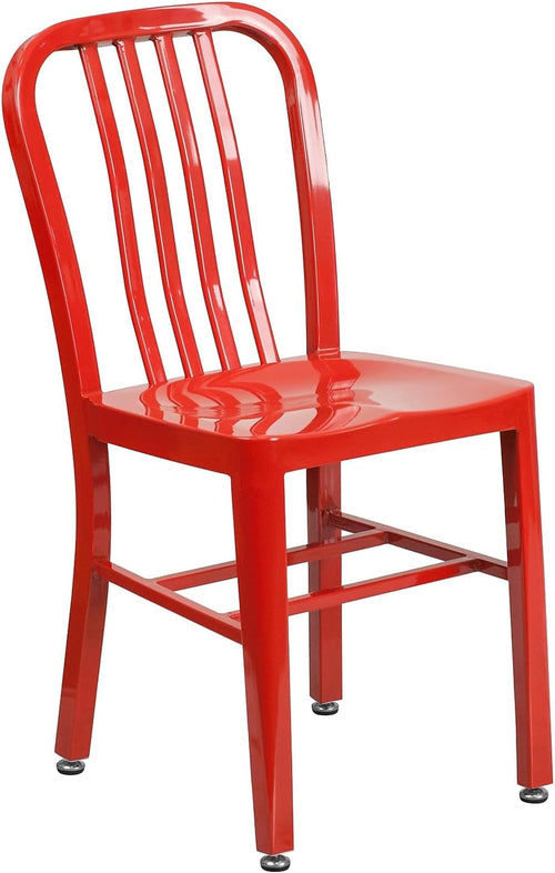 Commercial Grade Red Metal Indoor Outdoor Chair For Dining