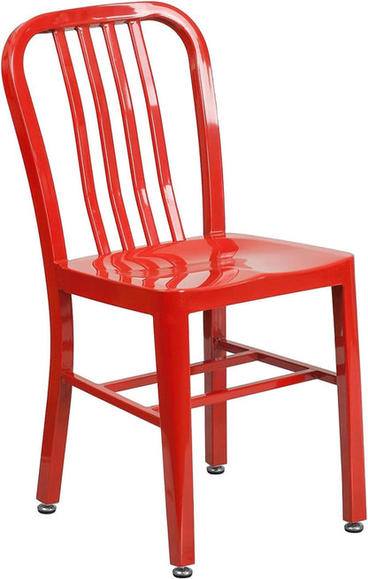 Commercial Grade Red Metal Indoor Outdoor Chair For Dining