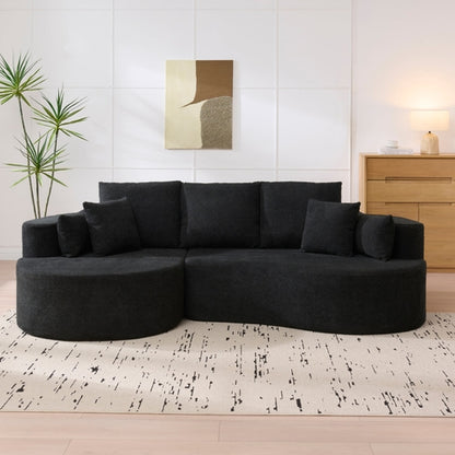 106" Curved Boucle Cloud Sectional Sofa with Chaise Lounge – 2-Piece
