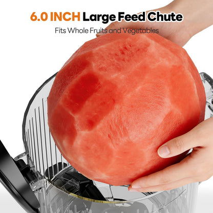 Aeitto 3-in-1 Juicer Machines With 6.0" Wide Feed Chute for Makes Juice, Sorbet & Nut Milk, Easy to Clean With Filter-Free Design, Masticating Juicer, Large Capacity, Self Feeding System, With Brush