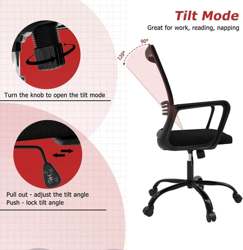 Black Ergonomic Mesh Office Chair With Armrests And Wheels