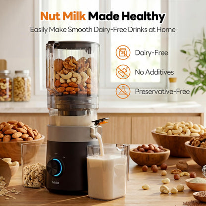 Aeitto 3-in-1 Juicer Machines With 6.0" Wide Feed Chute for Makes Juice, Sorbet & Nut Milk, Easy to Clean With Filter-Free Design, Masticating Juicer, Large Capacity, Self Feeding System, With Brush