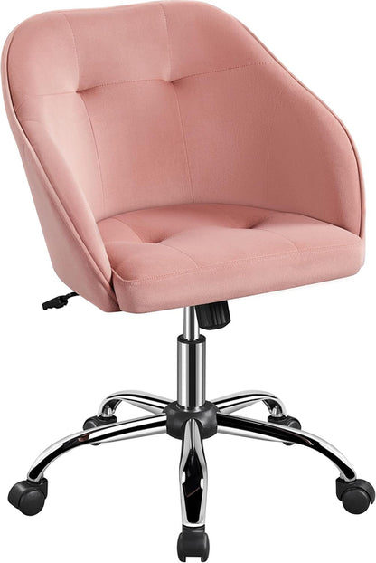 Pink Velvet Desk Chair With Swivel Office Chair Modern