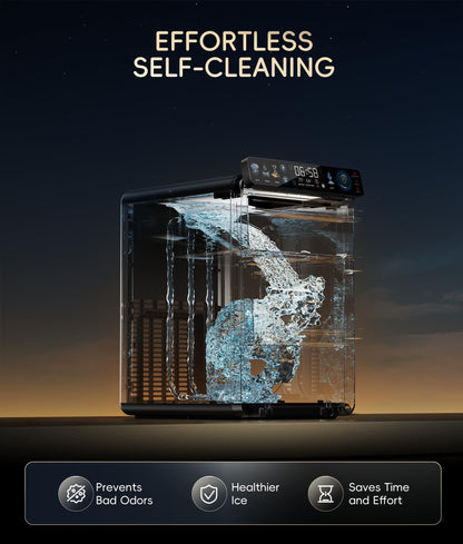 ecozy Nugget Ice Maker Countertop, First Full-Color Smart Panel 44 lbs/24H Ice Machine with APP & Voice Control, Double-Layer Insulation, Pull-Out Water Tank, Soft Pebble Chewable Ice, Self-Cleaning