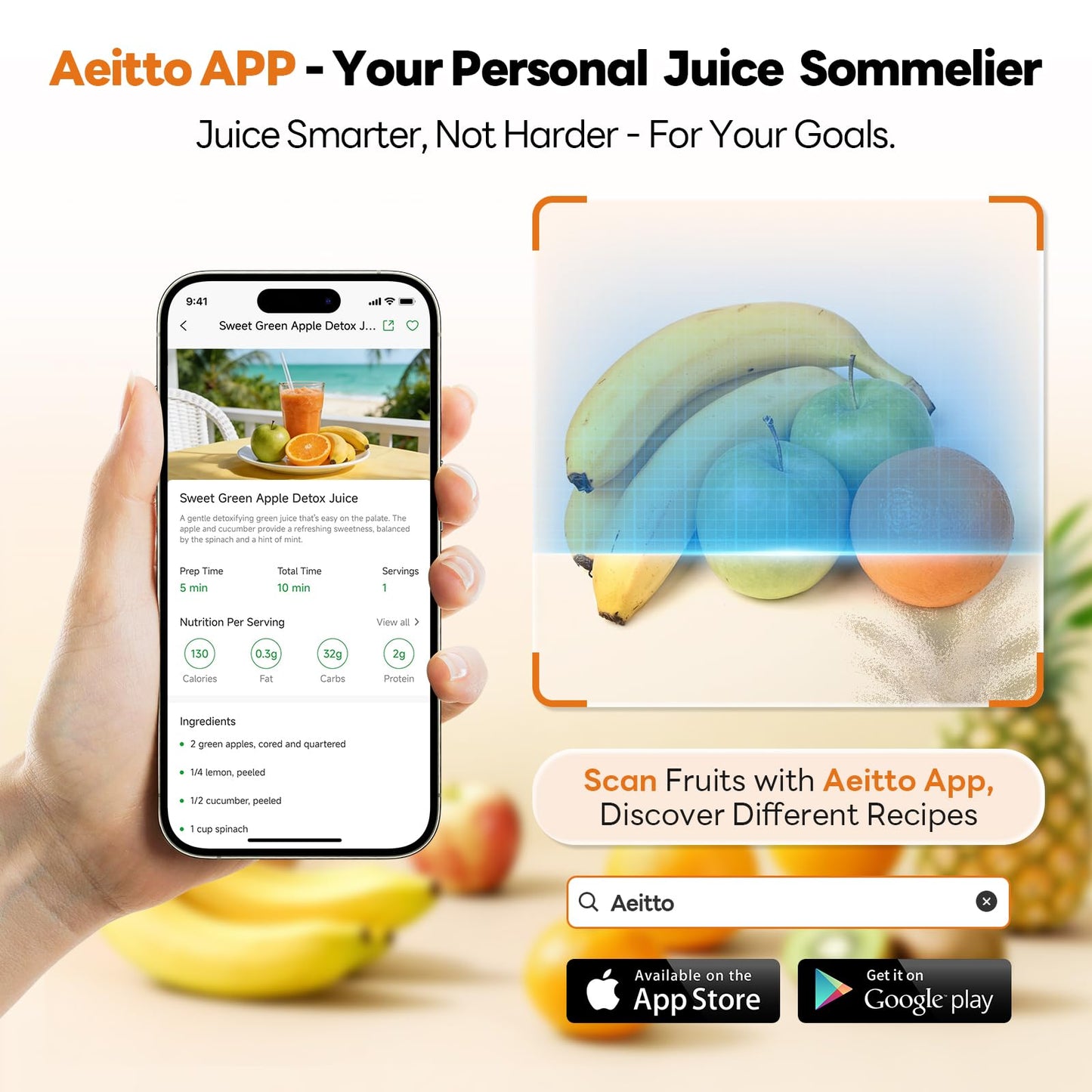 Aeitto 3-in-1 Juicer Machines With 6.0" Wide Feed Chute for Makes Juice, Sorbet & Nut Milk, Easy to Clean With Filter-Free Design, Masticating Juicer, Large Capacity, Self Feeding System, With Brush
