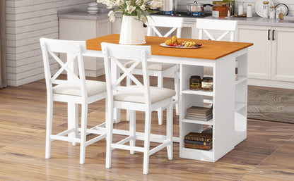 60'Lx30'W Solid Wood Farmhouse Counter Height Dining Table Set with