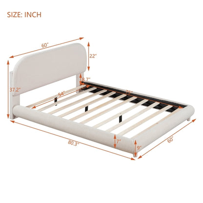Teddy Fleece Upholstered Platform Bed with Thick Fabric, Solid Frame