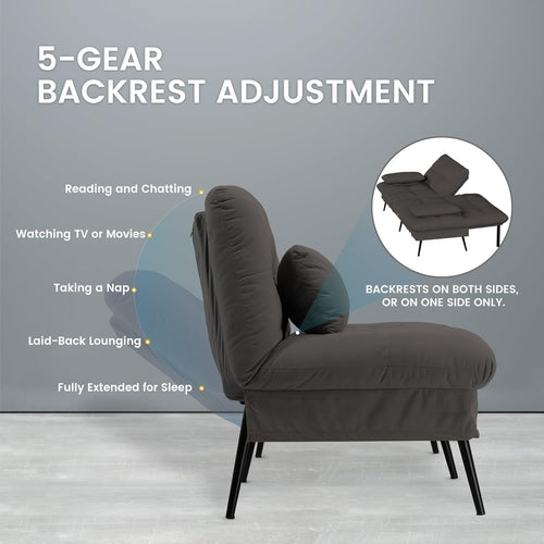 68 Inch Convertible Futon Sofa Bed With Adjustable Backrest