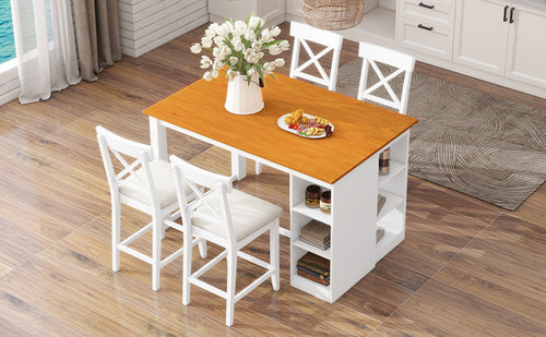 60'Lx30'W Solid Wood Farmhouse Counter Height Dining Table Set with