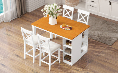 60'Lx30'W Solid Wood Farmhouse Counter Height Dining Table Set with