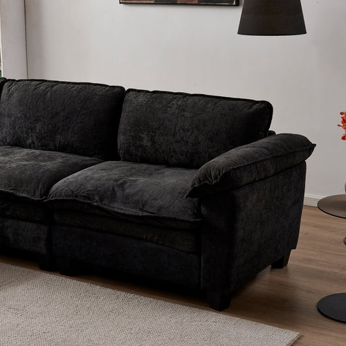 Living Room Furniture Sofa Luxury Couch with Ottoman Soft Chenille