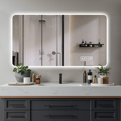 Wall Mounted LED Lighting Mirror with Three Color Lighting, Dimming,
