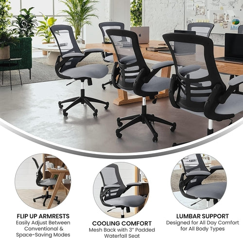 Kelista Dark Gray Mesh Mid Back Office Chair For Desk