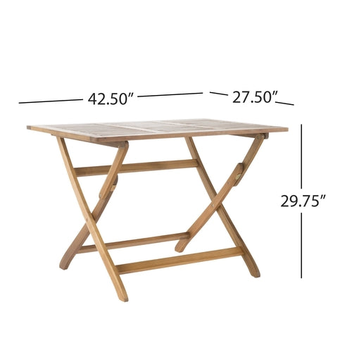 5-Piece Acacia Wood Foldable Outdoor Patio Dining Set