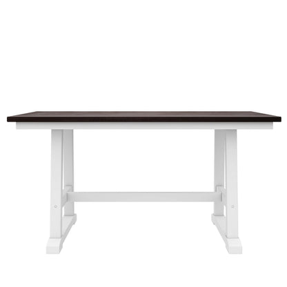 6-Piece Wood Dining Table Set with Long Bench and 4 Dining Chairs,